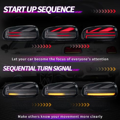 Archaic Tail Lights for Mini Cooper Clubman F54 2015-2019, Full LED Taillights Assembly for Clubman ALL4/Base/Cooper S/JCW, Sequential Turn Signal/Start Up Sequence/IP67/Plug & Play, Pair, Red Lens in Kuwait