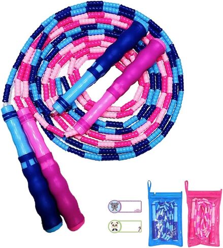 CJSDYY Fitness Jump Rope, 2 Pack Tangle Free Segmented Soft Bead Rope Skipping, Adjustable Length Skipping Rope , Advanced Skipping Rope for Kids, Women and Men Training, Workout and Weight Loss - 9.2 in Kuwait