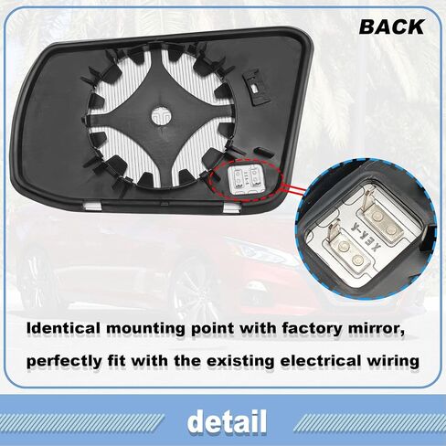 Driver Side Mirror Glass Heated, with Rear Holder, Compatible with Nissan Altima Sentra 2013-2018, Replace 963653TH0A - Left Side Mirror Glass in Kuwait