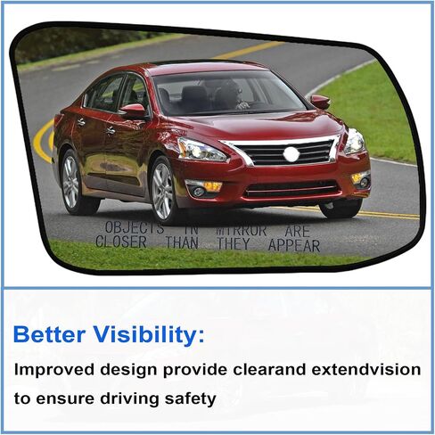 Driver Side Mirror Glass Heated, with Rear Holder, Compatible with Nissan Altima Sentra 2013-2018, Replace 963653TH0A - Left Side Mirror Glass in Kuwait