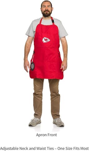 Team Sports America NFL Kansas City Chiefs Ultimate Grilling Apron | Bottle Opener and Insulated Beverage Holder | Heavy Duty Durable Cotton Canvas 300 GSM | Machine Washable | Adjustable Straps in Saudi Arabia