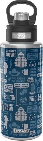 كوب سفر معزول ثلاثي الجدران من Tervis Seinfeld يحافظ على المشروبات باردة، زجاجة ذات فم واسع 32oz، من الفولاذ المقاوم للصدأ in Saudi Arabia