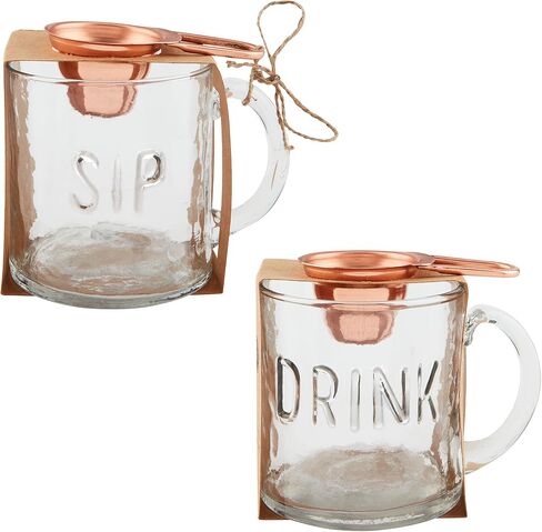Mud Pie Drink Glass Coffee Mug Set, oz | Scoop 1 3/4" x 3" in Saudi Arabia