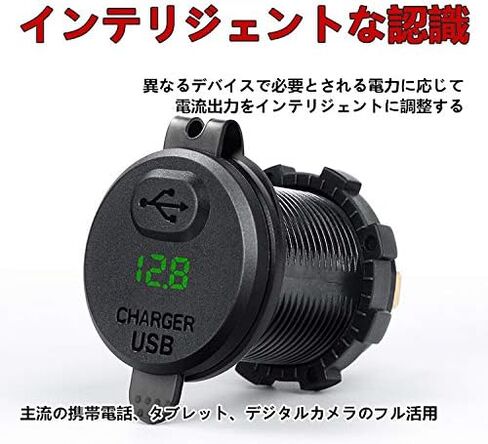 ZYTC Quick Charge 3.0 Car Charger 12V/24V 36W Aluminum Black Waterproof Dual QC3.0 USB Fast Charger Socket Power Outlet with Blue LED Digital Voltmeter for Marine, Boat, Motorcycle, Truck, Golf Cart in Kuwait