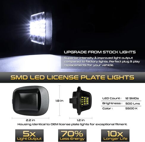 VIPMOTOZ Full LED License Plate Light For 1998-2004 Compatible with Nissan Frontier Pickup Truck & 1994-2004 Compatible with Nissan Xterra Rear Bumper Tag Lamp Assembly, 6000K White, 2-Pieces in Saudi Arabia