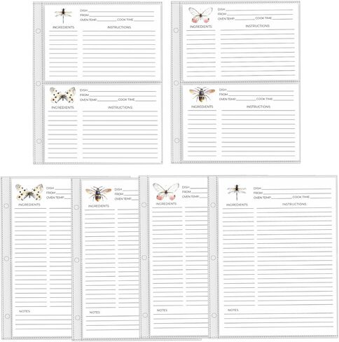 Fernweh4u بطاقات الوصفات البديلة ذات الحجم الصغير مع 20 بطاقة ملاحظة صغيرة كاملة الصفحة مقاس 8.5 × 9.5 بوصة و40 بطاقة 4X6 بالإضافة إلى واقيات الصفحات للجميع in Kuwait