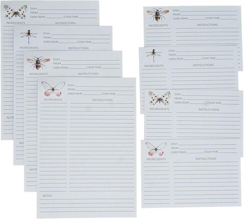 Fernweh4u بطاقات الوصفات البديلة ذات الحجم الصغير مع 20 بطاقة ملاحظة صغيرة كاملة الصفحة مقاس 8.5 × 9.5 بوصة و40 بطاقة 4X6 بالإضافة إلى واقيات الصفحات للجميع in Kuwait