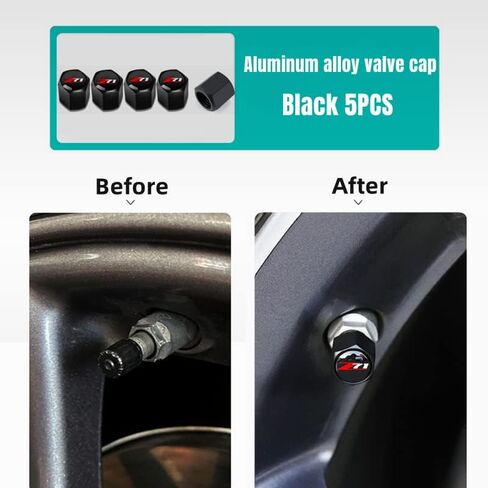 لZ71 سيلفرادو كولورادو أسود معدن الإطارات صمام الجذعية غطاء يغطي غطاء صمام الهواء مجموعة الغبار مانعة للتسرب غطاء الهواء شعار التصميم اكسسوارات السيارات (حزمة من 5) in Kuwait