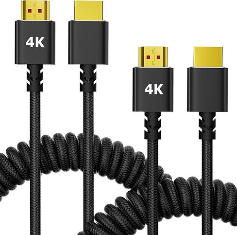 كابل ملفوف HDMI 4K، 2 حزمة، سلك HDMI ملفوف قصير رفيع عالي السرعة لشاشات الكاميرا، بطاقات الالتقاط + المزيد، يدعم 4K 60 هرتز، UHD، 2160p، HD، 2K، 1080p، ثلاثي الأبعاد، ARC (5FT/1.5M) in Saudi Arabia