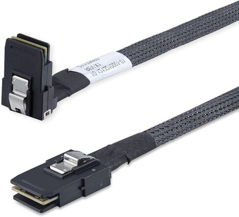 6G Internal Mini SAS SFF-8087 to SFF-8087 Cable, Straight to Right Angle, 0.5m Internal Mini SAS to Mini SAS Cable, 36Pin, 100 Ohms, for Servers, RAID, SAS/SATA HBA, DAS, 0.5 Meter (1.6ft) in Kuwait