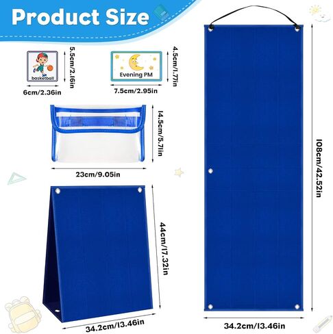 Visual Schedule Chart, Daily Routine Pocket Chart with 107 Cards, Double Side Visual Calendar Board Autism Learning Tool in Saudi Arabia