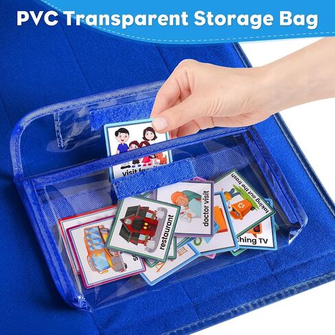 Visual Schedule Chart, Daily Routine Pocket Chart with 107 Cards, Double Side Visual Calendar Board Autism Learning Tool in Saudi Arabia