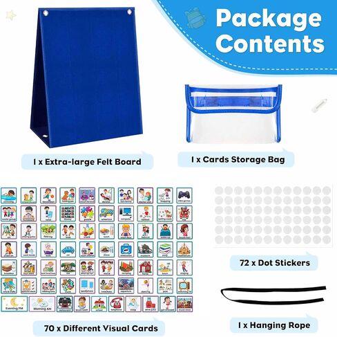Visual Schedule Chart, Daily Routine Pocket Chart with 107 Cards, Double Side Visual Calendar Board Autism Learning Tool in Saudi Arabia