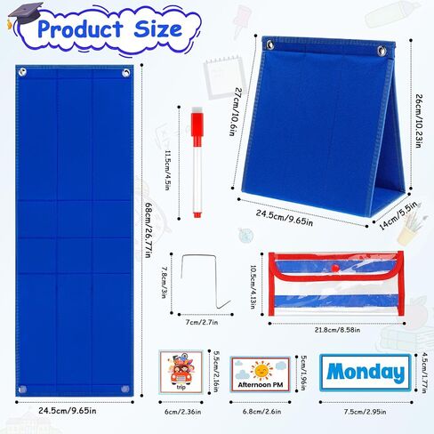 Visual Schedule Chart, Daily Routine Pocket Chart with 107 Cards, Double Side Visual Calendar Board Autism Learning Tool in Saudi Arabia