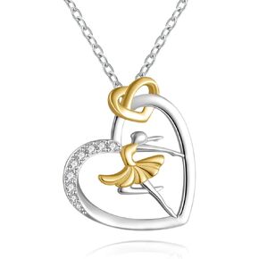 925 Sterling Silver Heart Ballet Dance Lovers Dancer Necklace Ballerina Silhouette Jewelry Gift for Women in Kuwait