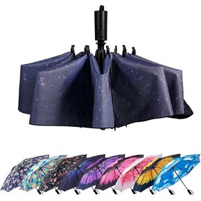 LANBRELLA Umbrella Travel Umbrella, Compact Folding Vented Double Canopy Umbrella Auto Open Close 10 rib - E2.1 Black in Kuwait