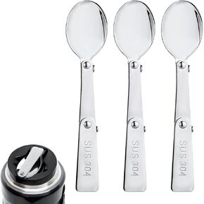 3pcs Folding Spoons for THERMOS FUNTAINER 16 Oz, Stainless Steel Foldable Spoons Compatible