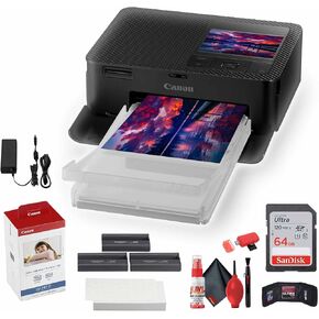 Canon SELPHY CP1500 Wireless Photo Printer with KP-108IN Ink (Black) | Compact 4x6 for Mobile Printing + 64GB Ultra Memory Card + Cleaning Kit + More