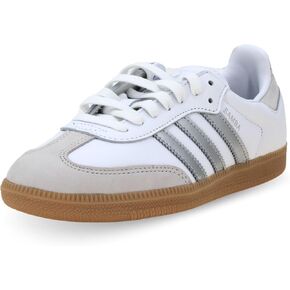 adidas Samba OG Womens Sneaker (White Metallic Silver Gum, 10)