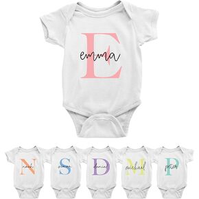 Initial & Name Onesie for Baby Shower - Customized Newborn Bodysuit - Personalized Romper - Cute Outfit - Gift for Baby Girl or Boy