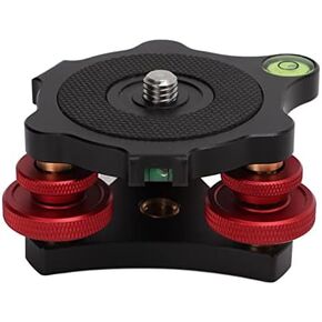 LP64 Leveling Base with Triple Wheel Adjustment, Aluminum Alloy Camera Tripod Base with 3-Way Bubble Level for Precision Setup and Stability