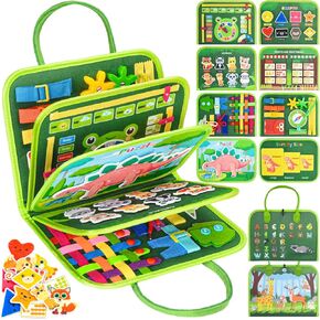 ألعاب Montessori Board المزدحمة لمدة 4 سنوات ، كتاب مشغول للأطفال الصغار ، كتاب حسية للكتاب التعليمي للكتاب التعليمي للأطفال الصغار 4-5 ، ألعاب السفر الصغار لسيارة الطائرة ، والهدايا للفتيات الفتيات (الأخضر)