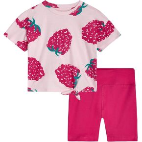 Jessica Simpson Baby Girls Shorts Set - 2 Piece Short Sleeve Girls Top, Biker Shorts for Infants & Toddlers