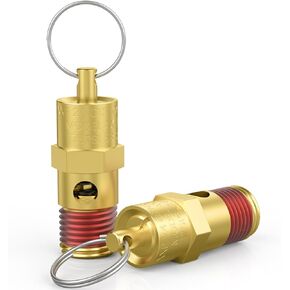 2 Pcs 1/4" NPT(M) 175 PSI Air Compressor Pressure Relief Valve, Brass Safety Valve for Air Compressor (Tank Pop Off)