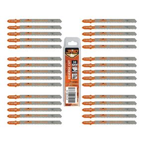 JMD 30-Piece T101B 4 Inch 10TPI Jigsaw Blades T Shank for Wood Jig Saw Blade Set Jig Saw Blades for Plastic Compatible with Milwaukee Bosch DeWalt Jig Saws