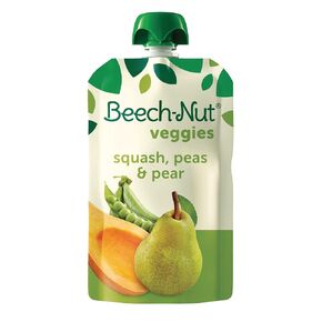 Beech-Nut Veggies Stage 2 Baby Food, Squash Peas & Pears, 3.5 oz Pouch