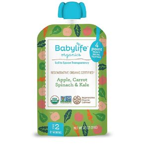 Babylife Organics Stage 2 – Heavy Metal Safe, Organic Baby Food - Peach, Pear, Strawberry, Banana & Watermelon, 3.5 Ounce Pouch (1 Pack)