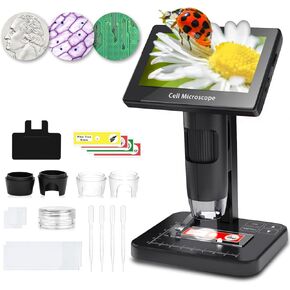 Digital Microscope for Adults & Kids, 5.0'' Screen, 1000x Optical & 8X Digital Zoom, Coin Magnifier with Light, Photo & Video Capture for Observing Cells, Coins, Soldering Joints, Specimens