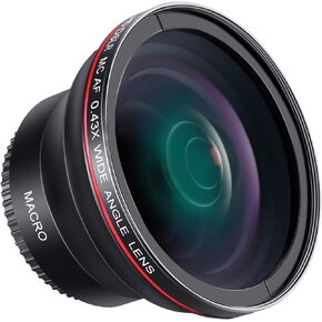 43mm 0.45x Wide Angle Lens with Macro for Canon Vixia HF R80, HF R82, HF R800, HF R70, HF R72, HF R700, HF R30, HF R32, HFM40, HFM41,HFM52, HFM400, HFM500 Camcorder