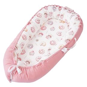Baby Lounger - Infant Lounger for Newborn 0-24 Months, Breathable & Soft Baby Nest Cover, Portable Baby Bed for Home and Travel, Babies Essentials Gifts - Pink