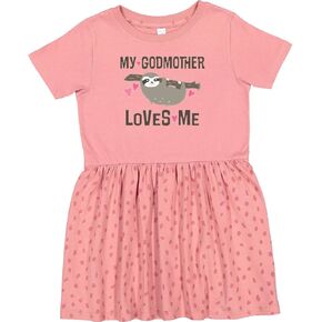 inktastic My Godmother Loves Me Girls Sloth Toddler Dress