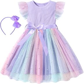 Toddler Girls Tulle Dress Summer Ruffle Sleeveless Baby Girl Fashion Tutu Dresses with Headband Princess Dress 2-6Y in Saudi Arabia