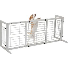 COZIWOW 38-60" Dog Gate Indoor, Free Standing Pet Gate for Doorways Extra Wide, Wooden Fence Puppy Safety Gates for The House, Stairs, Hallway, No Drilling Required,Brown
