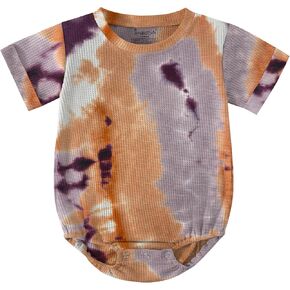 Jimonda Baby Bodysuit حديثي الولادة ربطة عنق ملابس الأطفال الرضع وافل واحد قطعة رومبير رضيع الأولاد الفتيات قصير الأكمام