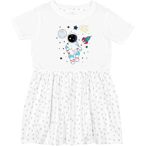 inktastic Astronaut The Moon Spaceship and Shooting Star for Light Toddler Dress