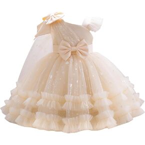 Idopip Toddler Baby Girls Sequin Heart Tutu Dress Pageant Wedding Flower Girl Dresses Princess Party Bowknot Dons