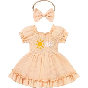 Fymnsi Strawberry 1st Birthday Withfit for Baby Girls Short shore smocked romper romper dress stidder stidler clother sildly