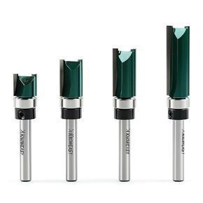 Knoweasy Flush Trim Router Bit Set with Guide Bearing for Woodworking, Straight Cut Pattern Bits Prevent Tear-Out, Professional Template Milling Cutter Tool for Smooth Edges and Clean Cuts