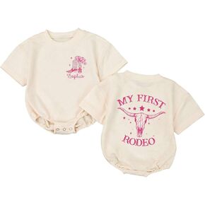 Personlized 1st Birthday Girl Outfit, Baby Girl Rodeo Outfit, First Rodeo Outfit Girl, Baby Girl Cowgirl Romper