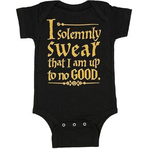Harry Potter Unisex Baby I Solemnly Swear That I Am Up To No Good One Piece Bodysuit - Black (Newborn)