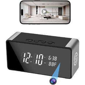 Smart Hidden Camera 4K WiFi Clock Video Camera - Nanny Cam for Home Indoor Security with Night Vision, Wide-Angle Lens, and Motion Detection