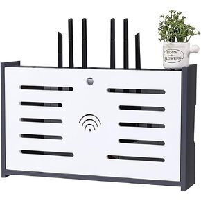 Wall-Mounted Router Storage Box, Wireless Network Organizer with Cable Management, WiFi Bracket, TV Accessories Box
