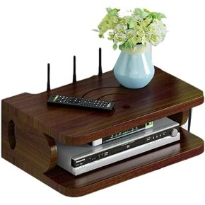 Wall-Mounted Solid Wood Router Rack, Wireless Network Organizer, Set-Top Box Storage Shelf, Cable Management Box