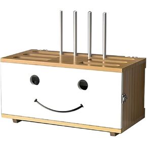 Wall-Mounted Wireless Network Organizer, Router Rack WiFi Storage Box with Cable Management, Floating Shelf, Power Tap Protector