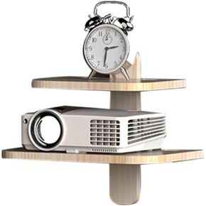 Wall-Mounted Solid Wood Projector Shelf, WiFi Router Rack, TV Set-Top Box Storage, Wireless Network Organizer