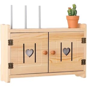 Wall-Mounted Wireless Network Organizer, Solid Wood WiFi Router Rack, Set-Top Box Storage, Cable Organizer Box